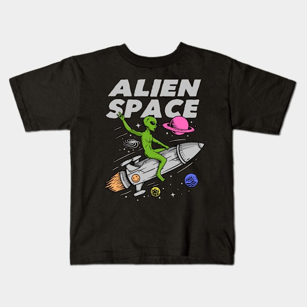 Alien space Kids T-Shirt by Summerdsgn